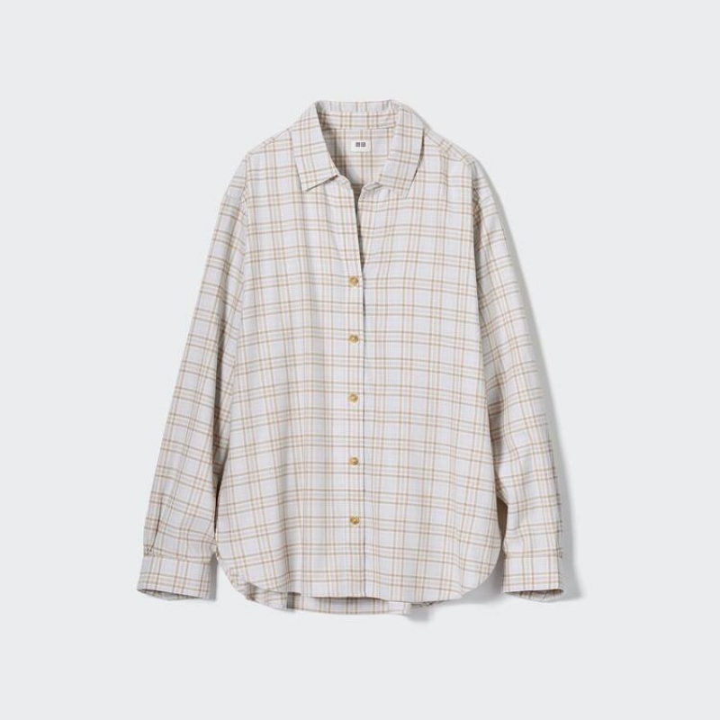 Dámské Košile Uniqlo Soft Brushed Checked Long Sleeved Světle Šedé | VPHLTZW-09