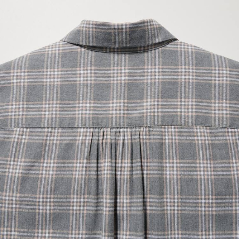 Dámské Košile Uniqlo Soft Brushed Checked Long Sleeved Šedé | IBDZHEK-95