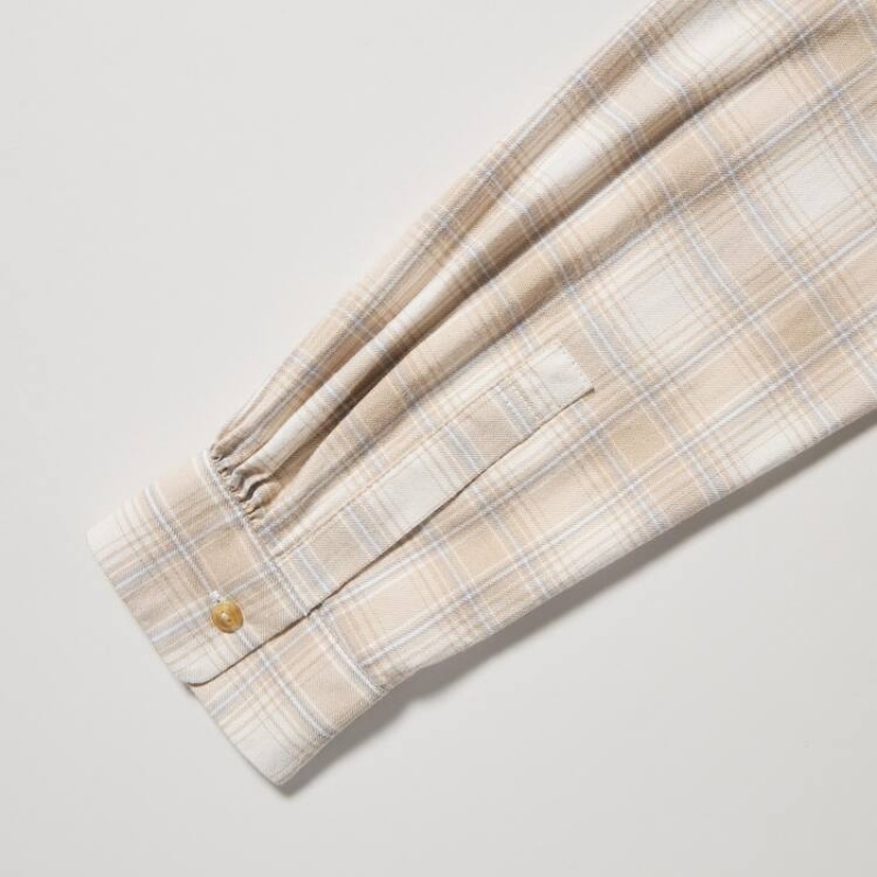 Dámské Košile Uniqlo Soft Brushed Checked Long Sleeved Béžový | PZARXNG-70