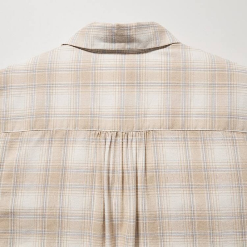 Dámské Košile Uniqlo Soft Brushed Checked Long Sleeved Béžový | PZARXNG-70