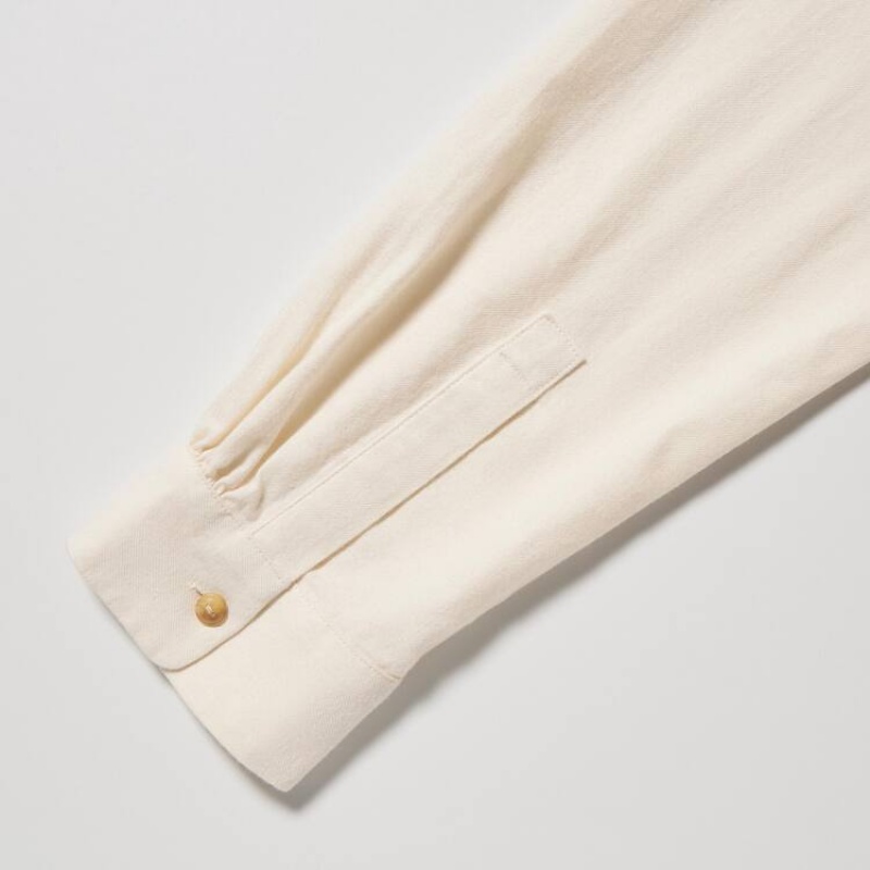 Dámské Košile Uniqlo Soft Brushed Long Sleeved Bílé | HZLDQKJ-70