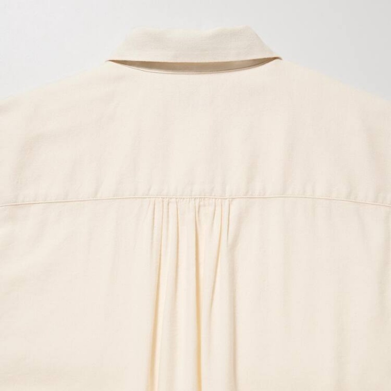 Dámské Košile Uniqlo Soft Brushed Long Sleeved Bílé | HZLDQKJ-70