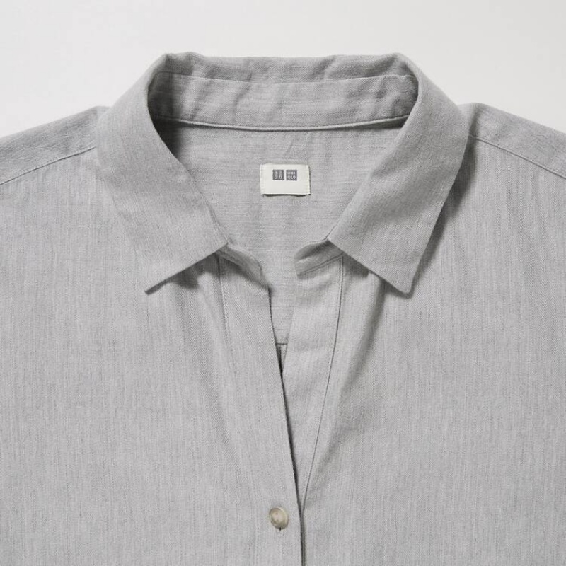 Dámské Košile Uniqlo Soft Brushed Long Sleeved Šedé | XKSECVR-53