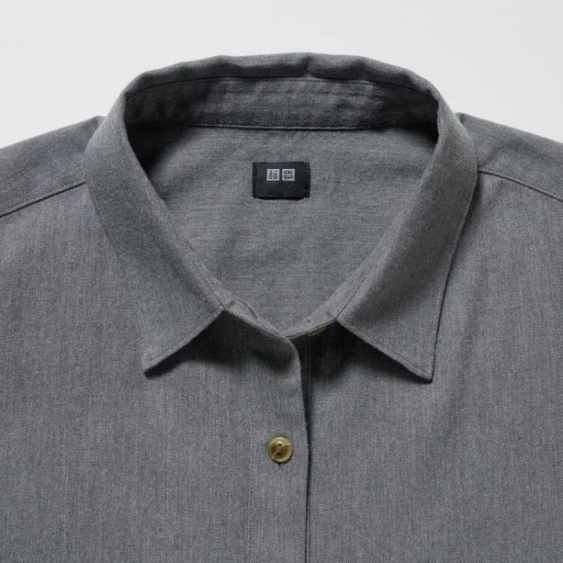 Dámské Košile Uniqlo Soft Brushed Long Sleeved Šedé | VAMUQBI-23