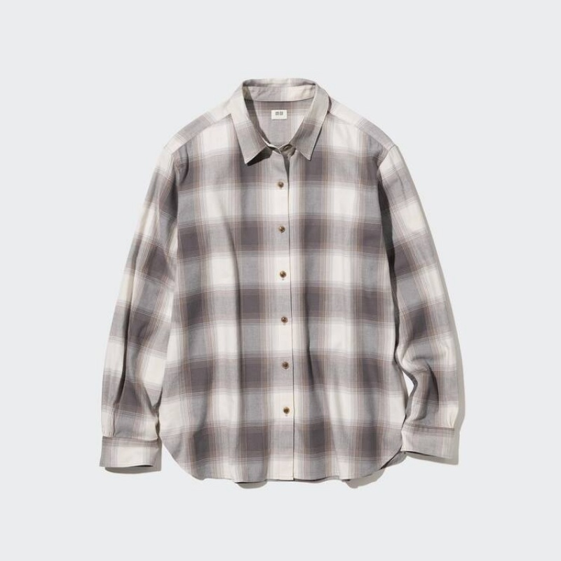 Dámské Košile Uniqlo Soft Brushed Long Sleeved Šedé | HRWDOLB-92