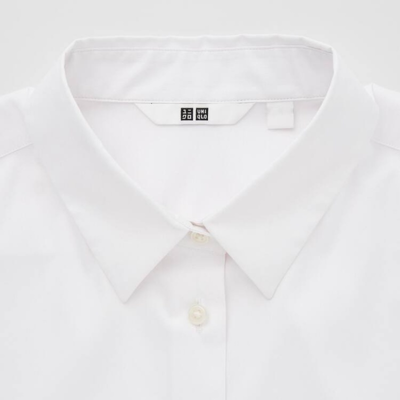 Dámské Košile Uniqlo Supima Bavlněné Stretch Broadcloth Long Sleeved Bílé | BHFCWMG-47