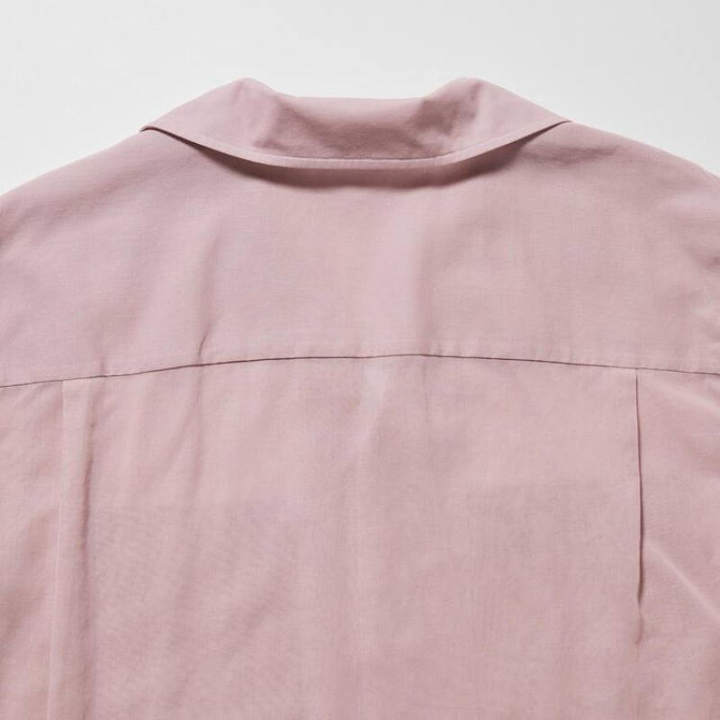 Dámské Košile Uniqlo U Sheer Krátké Sleeved Růžové | ZMCEFWY-87