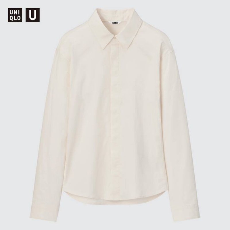 Dámské Košile Uniqlo U Stretch Bílé | WAJZBDN-76