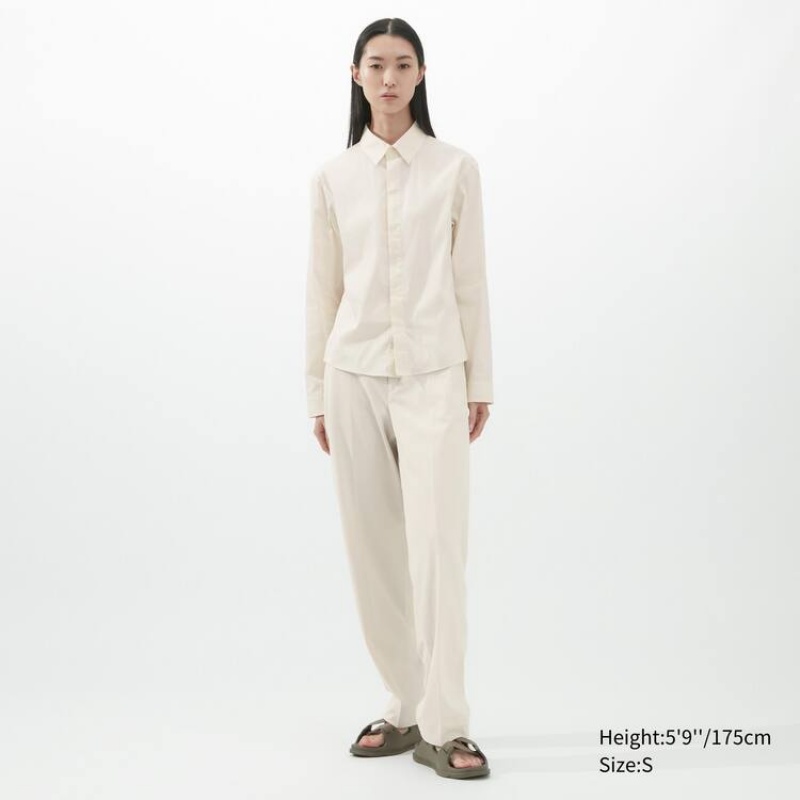 Dámské Košile Uniqlo U Stretch Bílé | WAJZBDN-76