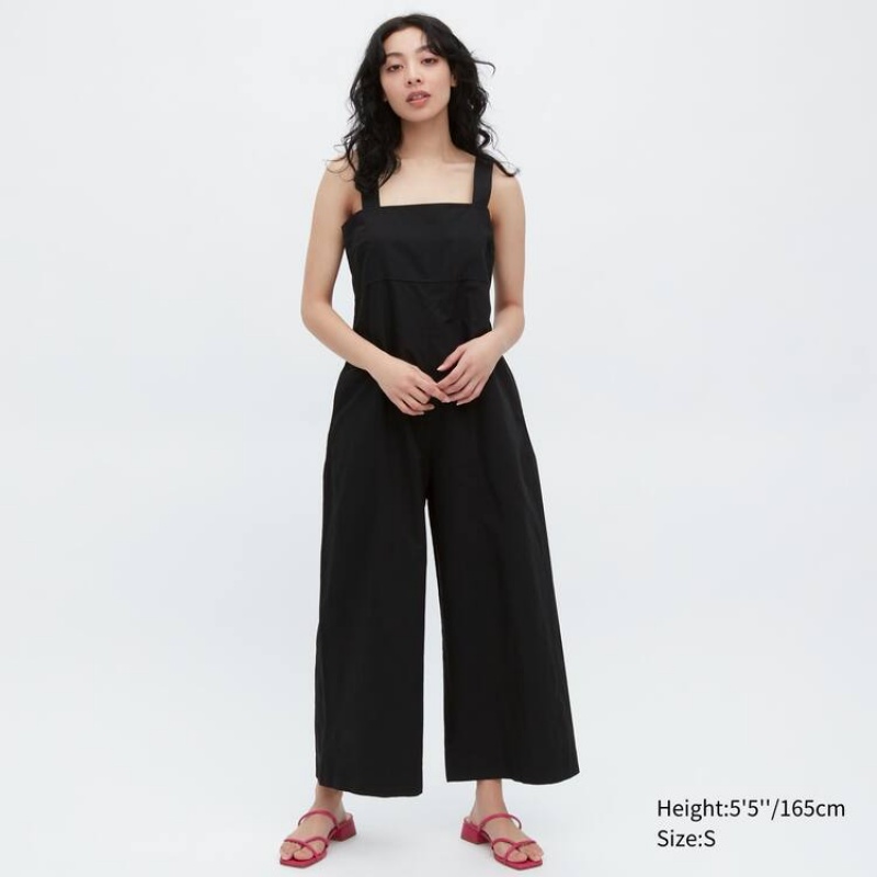 Dámské Kombinéza Uniqlo Linen Blend Černé | FNMUKGR-48