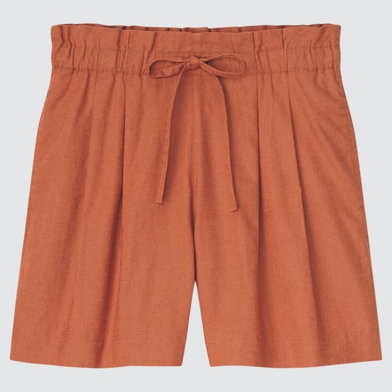 Dámské Kraťasy Uniqlo Linen Bavlněné Blend Oranžové | DANMIOY-02