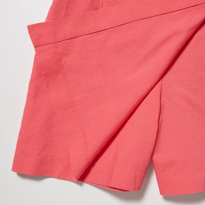 Dámské Kraťasy Uniqlo Linen Blend Skort Růžové | CXLOAGE-52