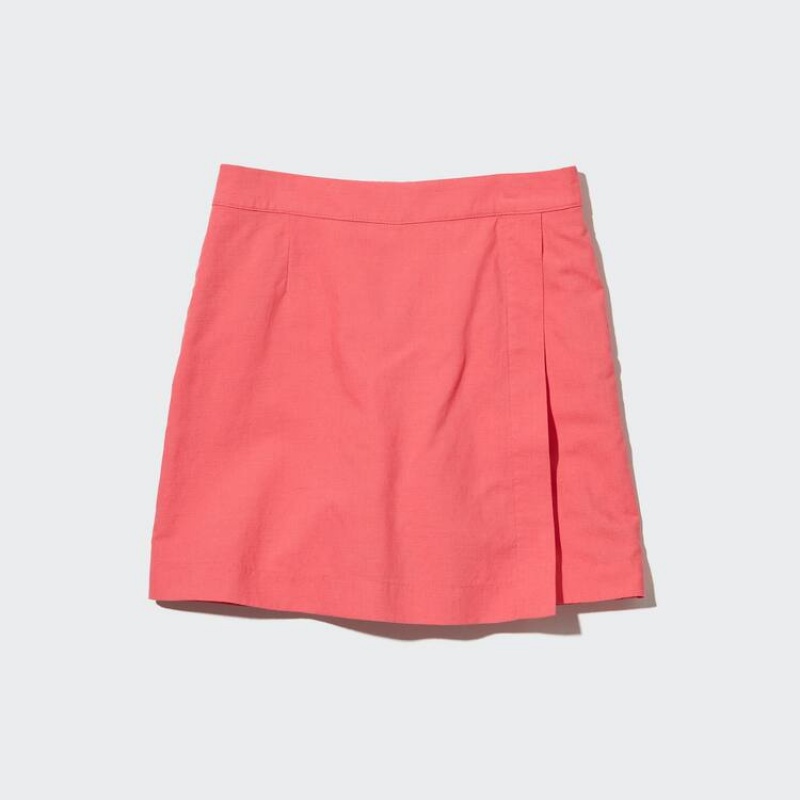 Dámské Kraťasy Uniqlo Linen Blend Skort Růžové | CXLOAGE-52