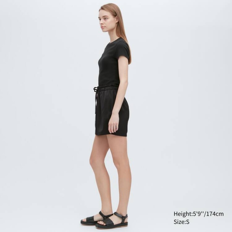 Dámské Kraťasy Uniqlo Satin Easy Černé | SJBOAPH-78