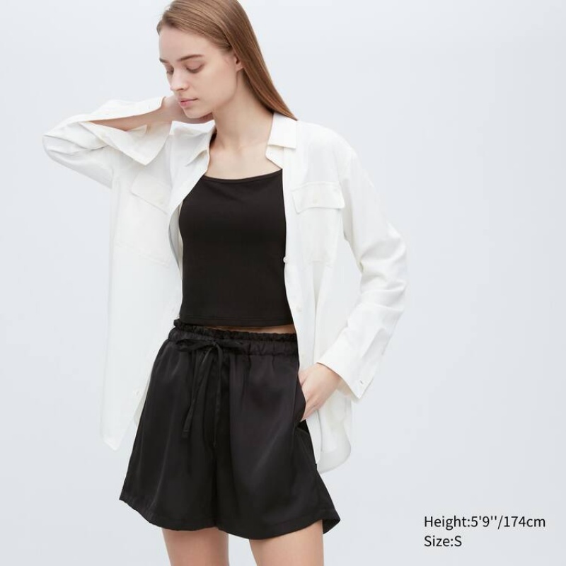 Dámské Kraťasy Uniqlo Satin Easy Černé | SJBOAPH-78