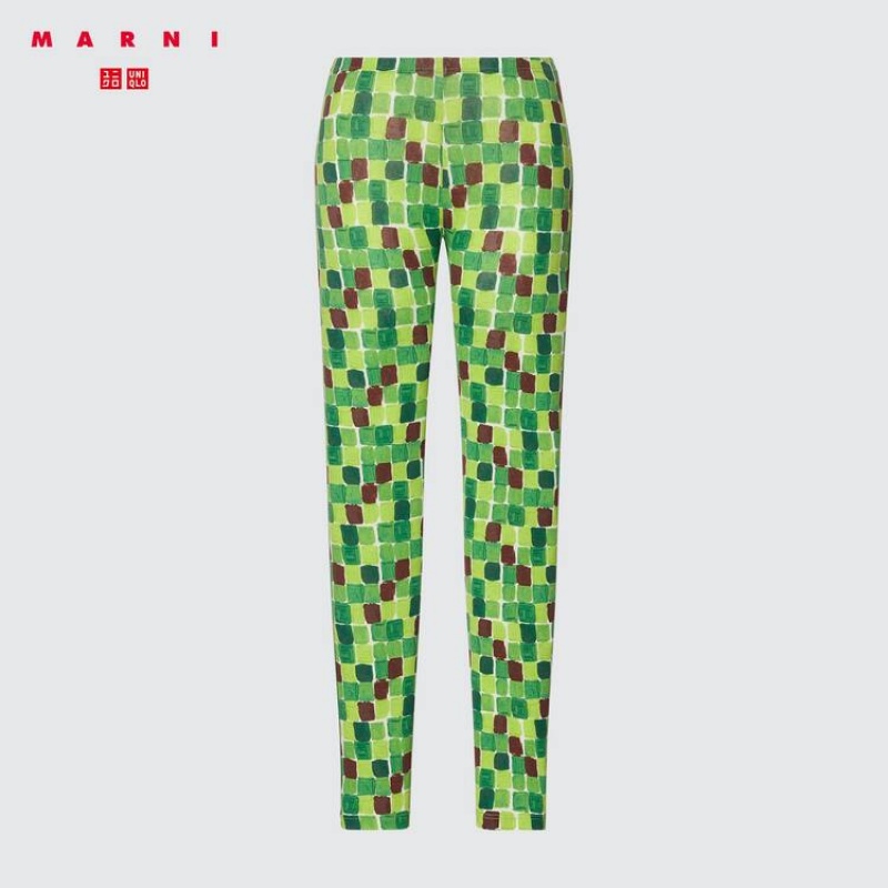 Dámské Legíny Uniqlo Marni Heattech Printed Thermal Zelene | DNXKQYG-30