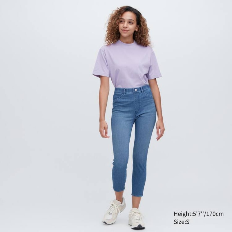 Dámské Legíny Uniqlo Ultra Stretch High Rise Cropped Blankyt | QOGUZDE-89