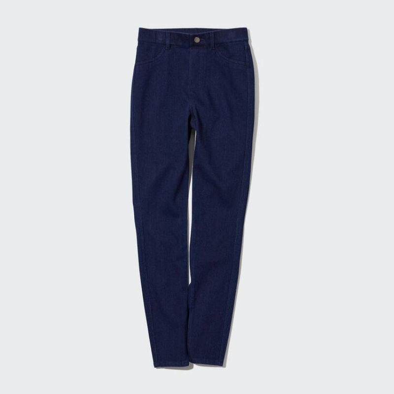 Dámské Legíny Uniqlo Ultra Stretch High Rise Denim Blankyt | IQWNDRE-56