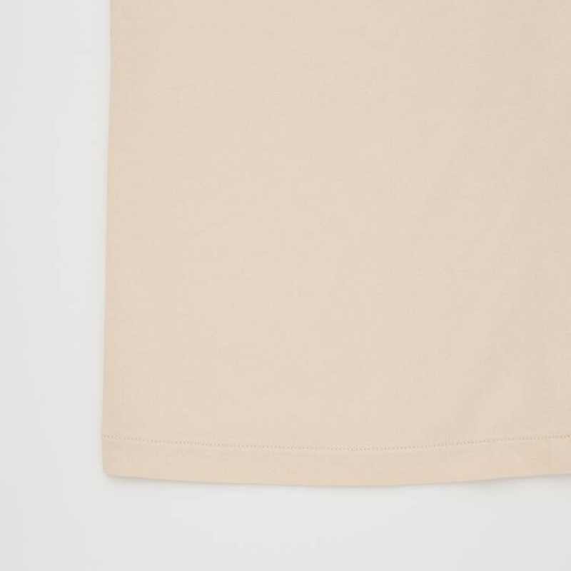 Dámské Loungewear Uniqlo Airism Bavlněné Krátké Sleeved Béžový | SGQFZUL-08