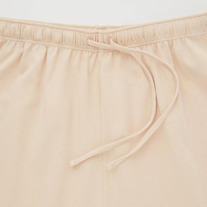 Dámské Loungewear Uniqlo Airism Bavlněné Krátké Sleeved Béžový | SGQFZUL-08