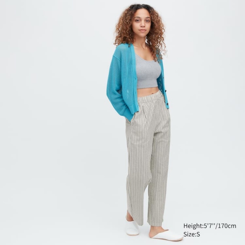 Dámské Loungewear Uniqlo Seersucker Pruhovaný Easy Blankyt | GLMNYPX-92