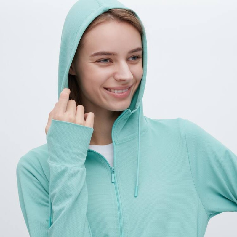 Dámské Mikina s Kapucí Uniqlo Airism Mesh Uv Protection Zipped Blankyt | NQBYULX-38