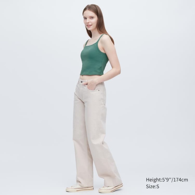 Dámské Podprsenky Uniqlo Airism Bavlněné Cropped Bez Rukávů Zelene | BRLHTMY-29