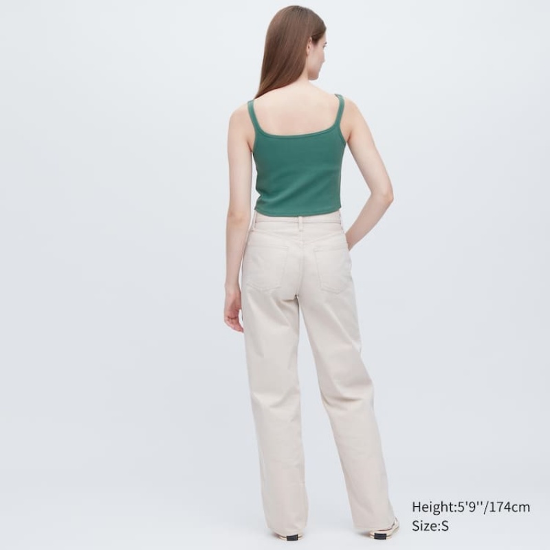 Dámské Podprsenky Uniqlo Airism Bavlněné Cropped Bez Rukávů Zelene | BRLHTMY-29