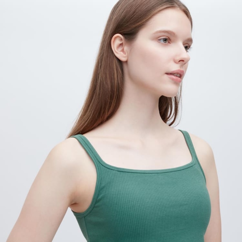 Dámské Podprsenky Uniqlo Airism Bavlněné Cropped Bez Rukávů Zelene | BRLHTMY-29