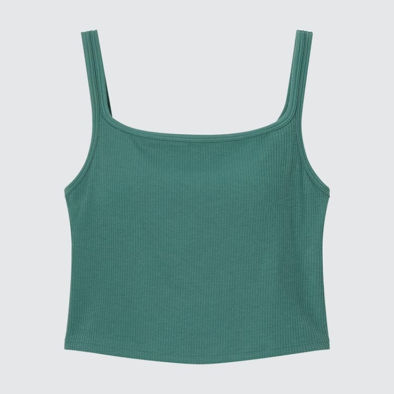 Dámské Podprsenky Uniqlo Airism Bavlněné Cropped Bez Rukávů Zelene | BRLHTMY-29