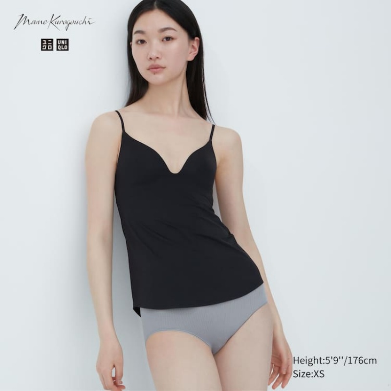 Dámské Podprsenky Uniqlo Mame Kurogouchi Airism Plunge Camisole Černé | MKTFPUS-21