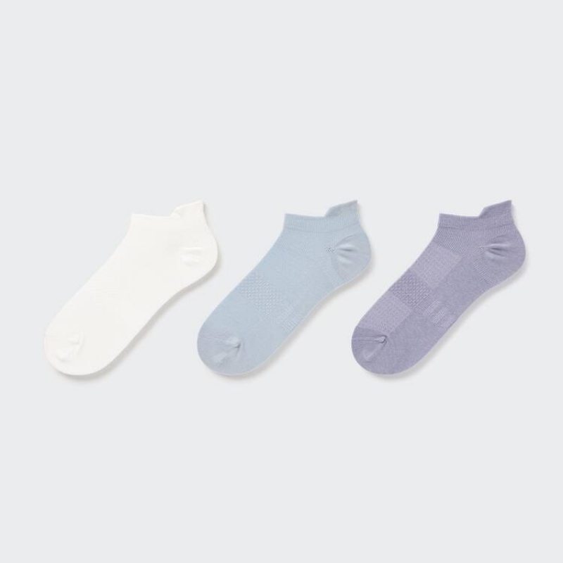 Dámské Ponožky Uniqlo Sports Krátké (Three Pairs) Bílé Šedé Fialové | HCOJDKQ-25