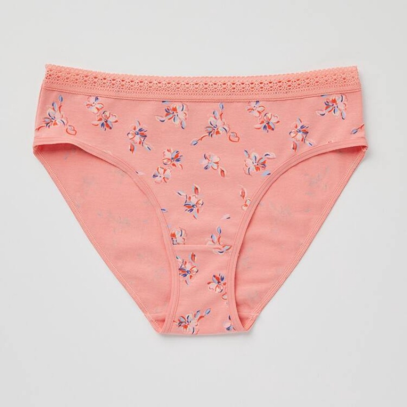 Dámské Spodní Prádlo Uniqlo Mid Rise Flower Print Světle Oranžové | MLPDSVA-57