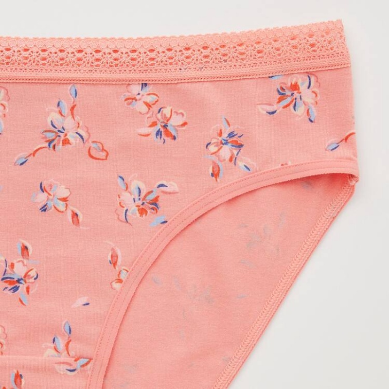 Dámské Spodní Prádlo Uniqlo Mid Rise Flower Print Světle Oranžové | MLPDSVA-57