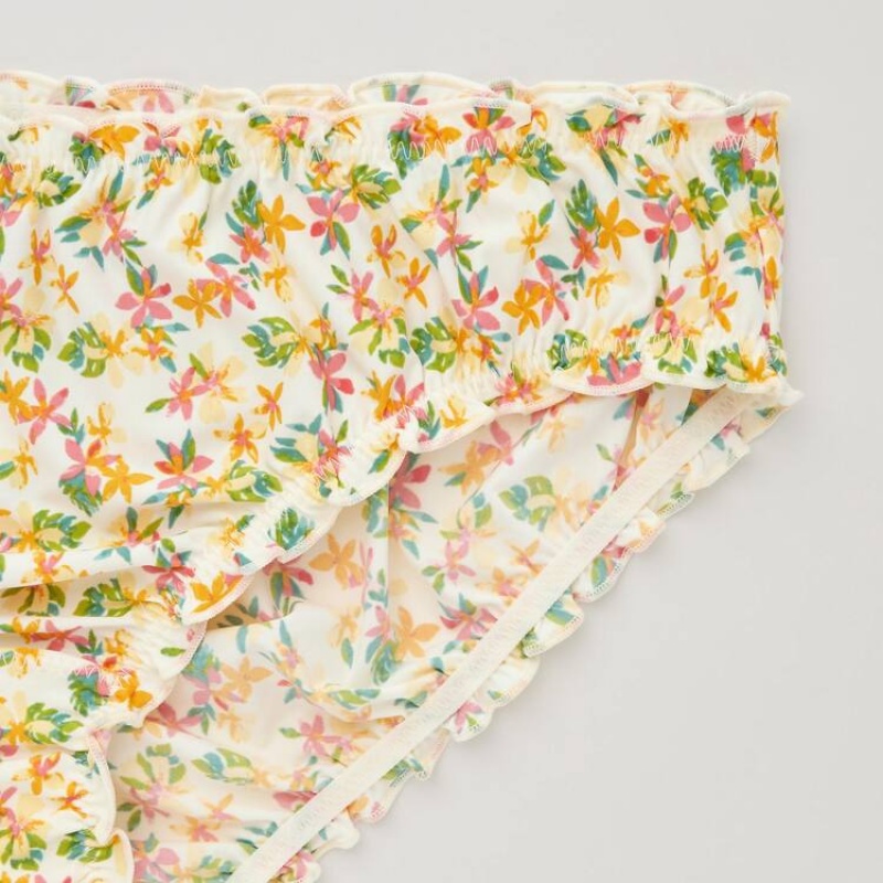 Dámské Spodní Prádlo Uniqlo Mid Rise Flower Print Frill Krém | OEFZXWG-13