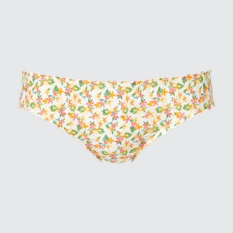 Dámské Spodní Prádlo Uniqlo Mid Rise Flower Print Frill Krém | OEFZXWG-13