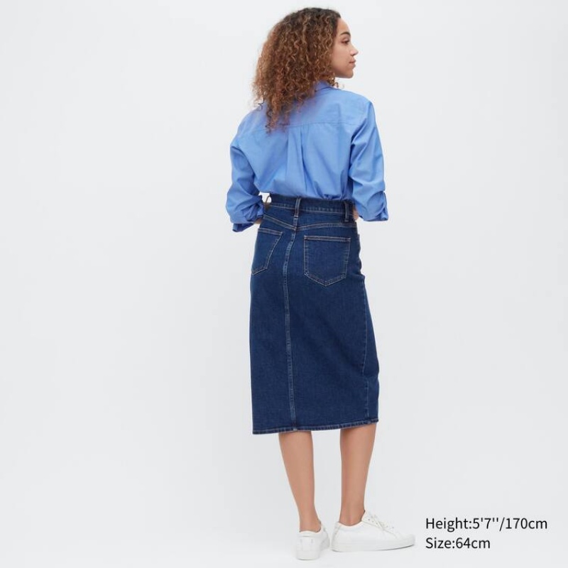 Dámské Sukně Uniqlo Denim Narrow Midi Blankyt | YOWRBGL-76