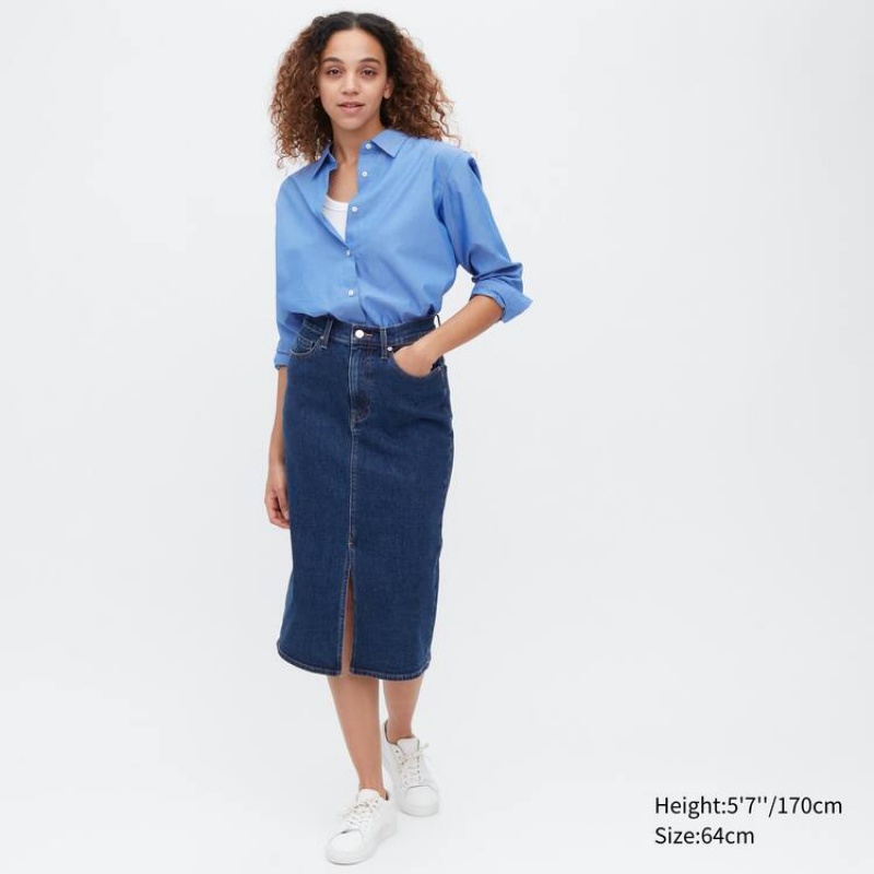 Dámské Sukně Uniqlo Denim Narrow Midi Blankyt | YOWRBGL-76