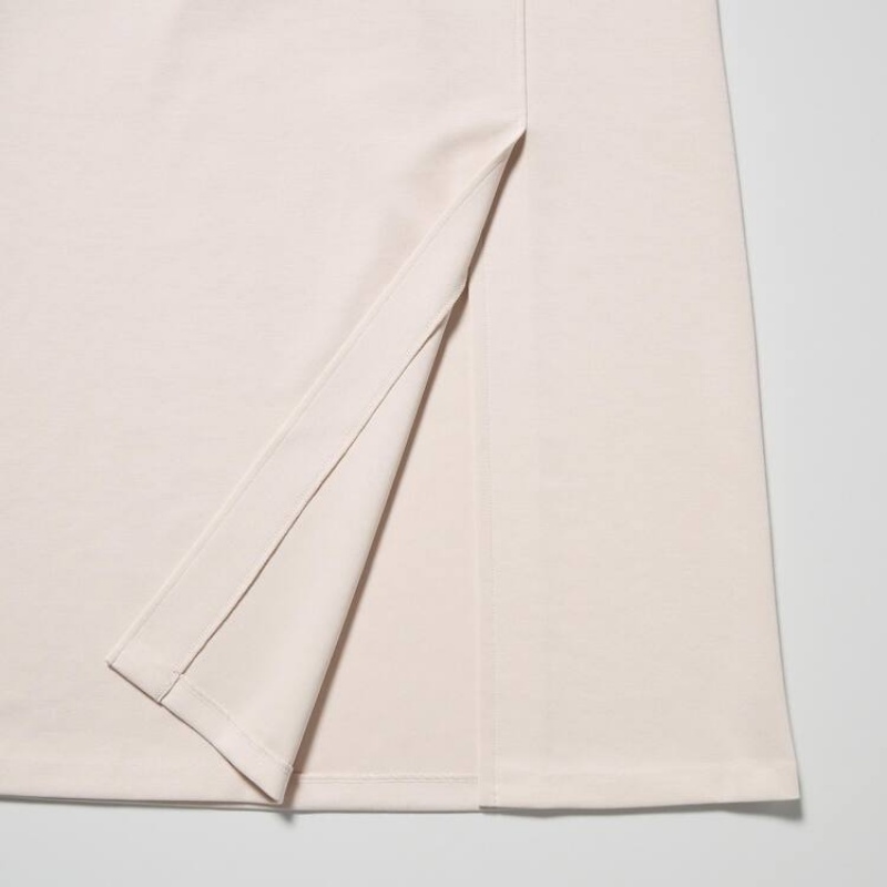 Dámské Sukně Uniqlo Stretch Double Faced Split Hem Béžový | ILQYBDG-04