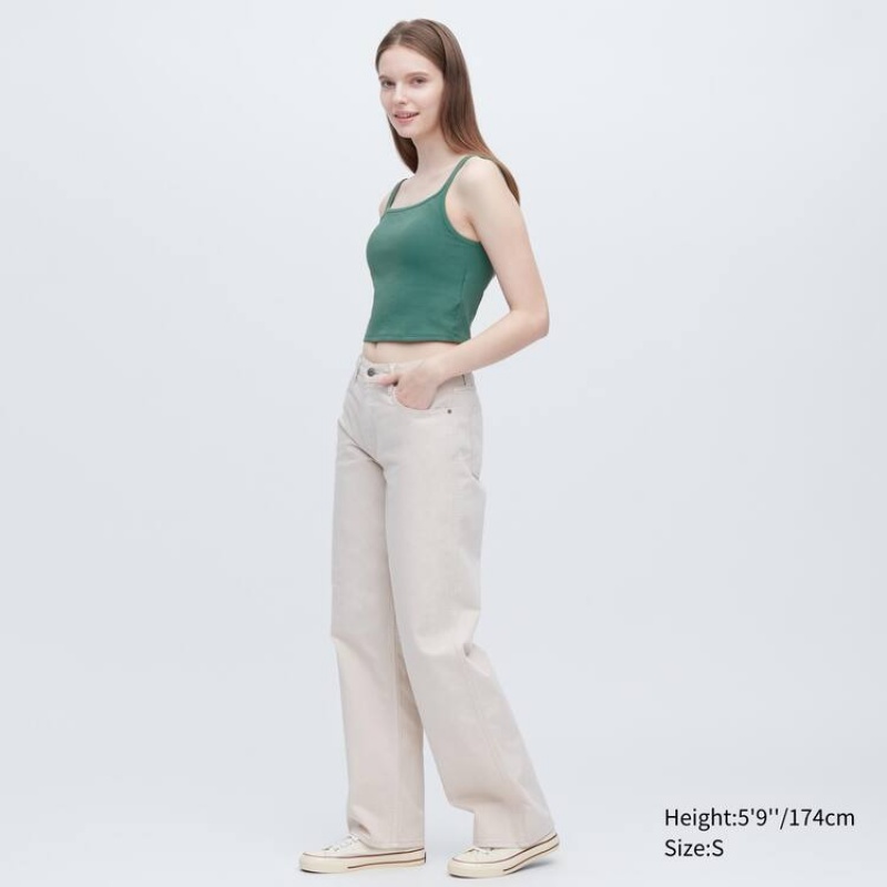 Dámské Topy Uniqlo Airism Bavlněné Cropped Bez Rukávů Zelene | IKVEPCL-91