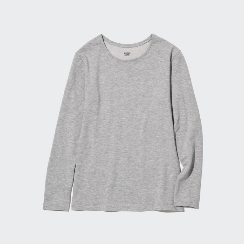 Dámské Topy Uniqlo Heattech Extra Warm Bavlněné Crew Neck Long Sleeved Thermal Šedé | ZBFKHQR-32