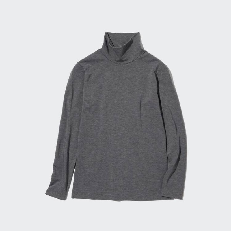 Dámské Topy Uniqlo Heattech Extra Warm Bavlněné Turtleneck Long Sleeved Thermal Tmavě Šedé | DKPBGLI-85