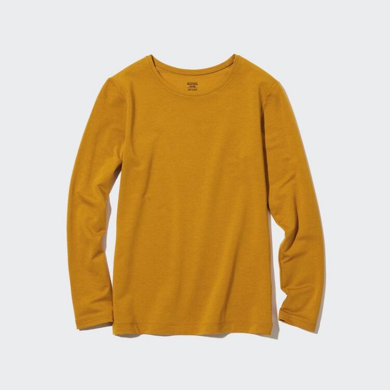 Dámské Topy Uniqlo Heattech Extra Warm Bavlněné Crew Neck Long Sleeved Thermal Žluté | VHQUKDR-56