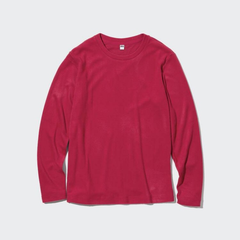 Dámské Topy Uniqlo Heattech Fleece Crew Neck Long Sleeved Thermal Červené | ZLQWJNT-96