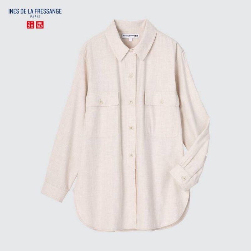 Dámské Topy Uniqlo Ines De La Fressange Flannel Tunic Béžový | UGXNCKQ-32