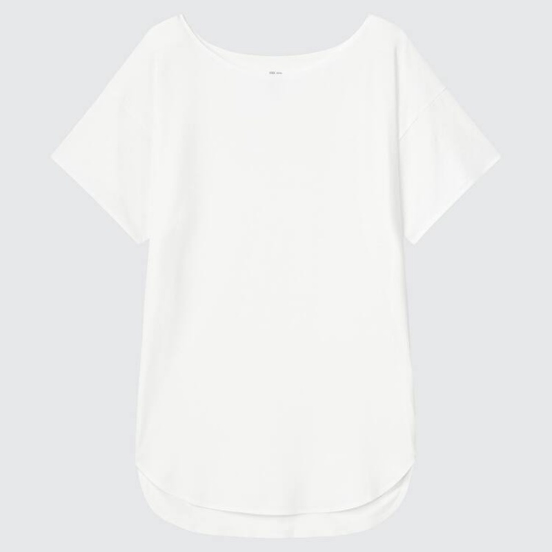 Dámské Tričko Uniqlo Airism Seamless Lodní Neck Longline Bílé | IMXAVSJ-15