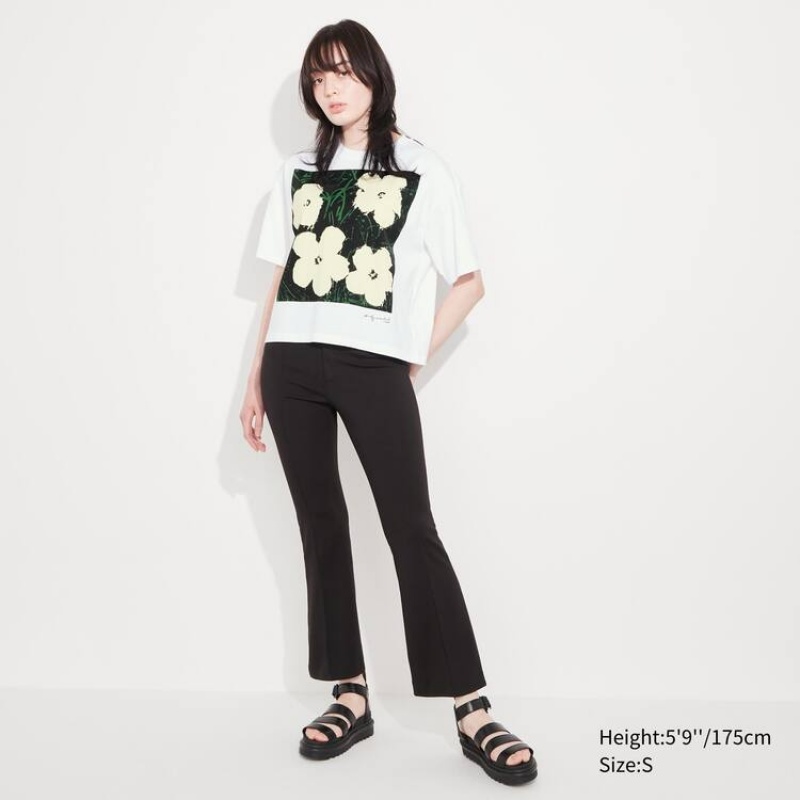 Dámské Tričko Uniqlo Andy Warhol Flowers Sbírka Ut Grafická Bílé | NBLZHGR-41