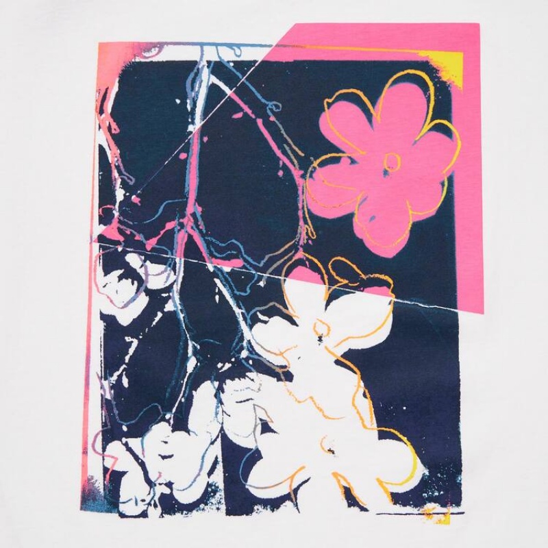 Dámské Tričko Uniqlo Andy Warhol Flowers Sbírka Ut Grafická Bílé | BWHIOAN-69