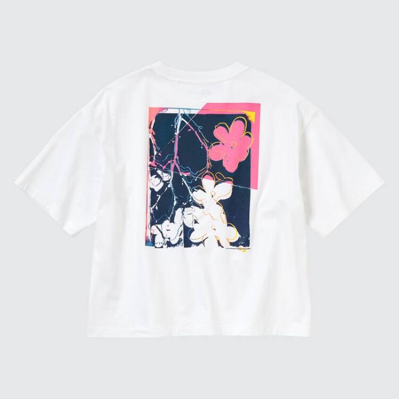 Dámské Tričko Uniqlo Andy Warhol Flowers Sbírka Ut Grafická Bílé | BWHIOAN-69