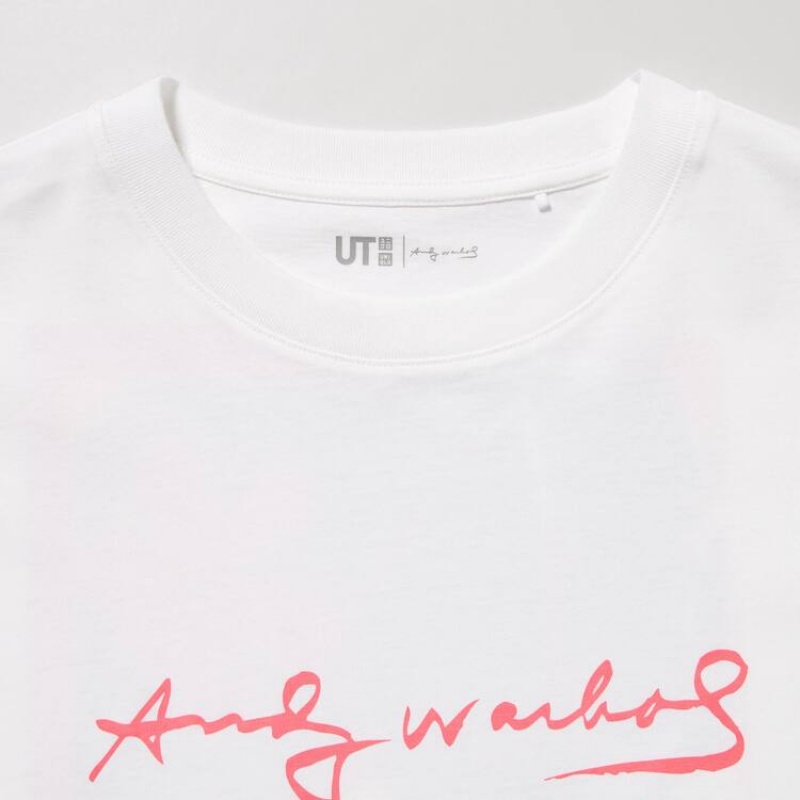 Dámské Tričko Uniqlo Andy Warhol Flowers Sbírka Ut Grafická Bílé | BWHIOAN-69